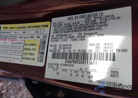 2013 Ford Fusion Titanium из США, поврежденный, VIN 3FA6P0K93DR115611